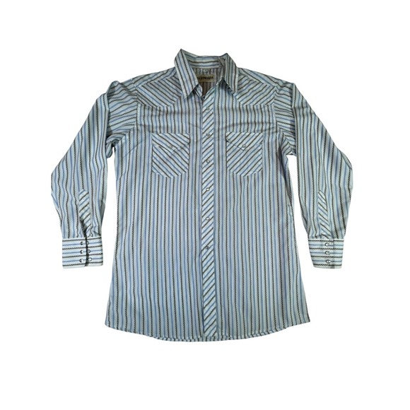 Western Rise Other - Cody James Western Shirt Mens Large White Gray Striped Cotton Pearl Snap Cowboy
